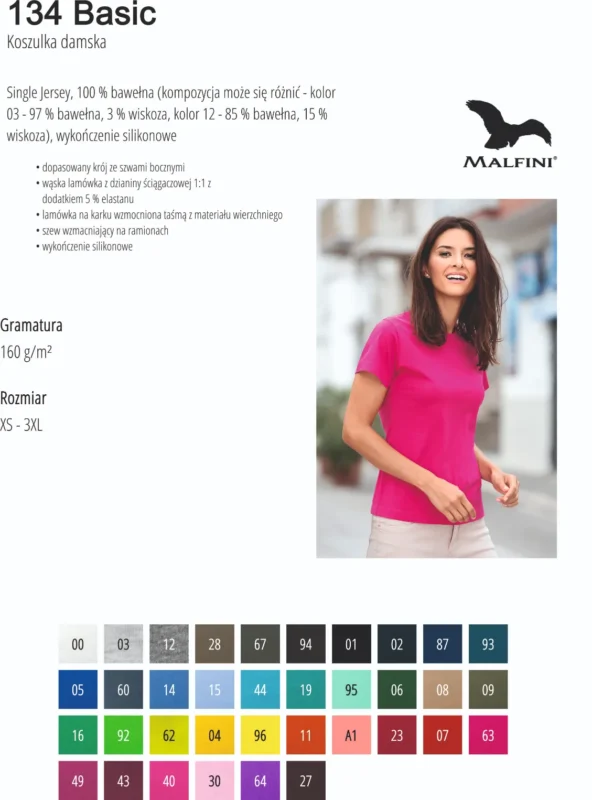 MALFINI - t-shirt BASIC damski