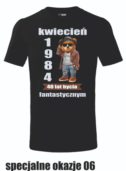 Koszulka - Miś z datą urodzenia